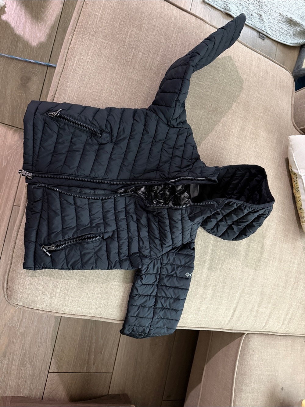 Kids Black Puffer Hooded Jacket